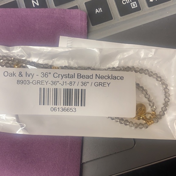 Oak & Ivy crystal beaded necklace 36” grey - Picture 2 of 3